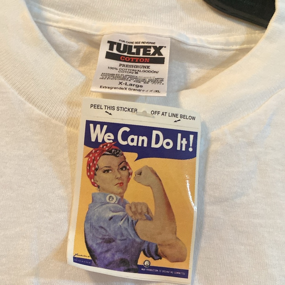 Rosie the Riveter Tultex White T-Shirt with Iconic Graphic; Size XL - Picture 2 of 5